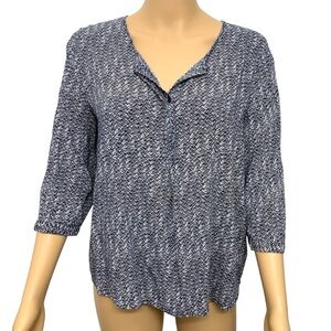 STYLUS Blue and White Boxy 3/4 Sleeve Top Blouse size M